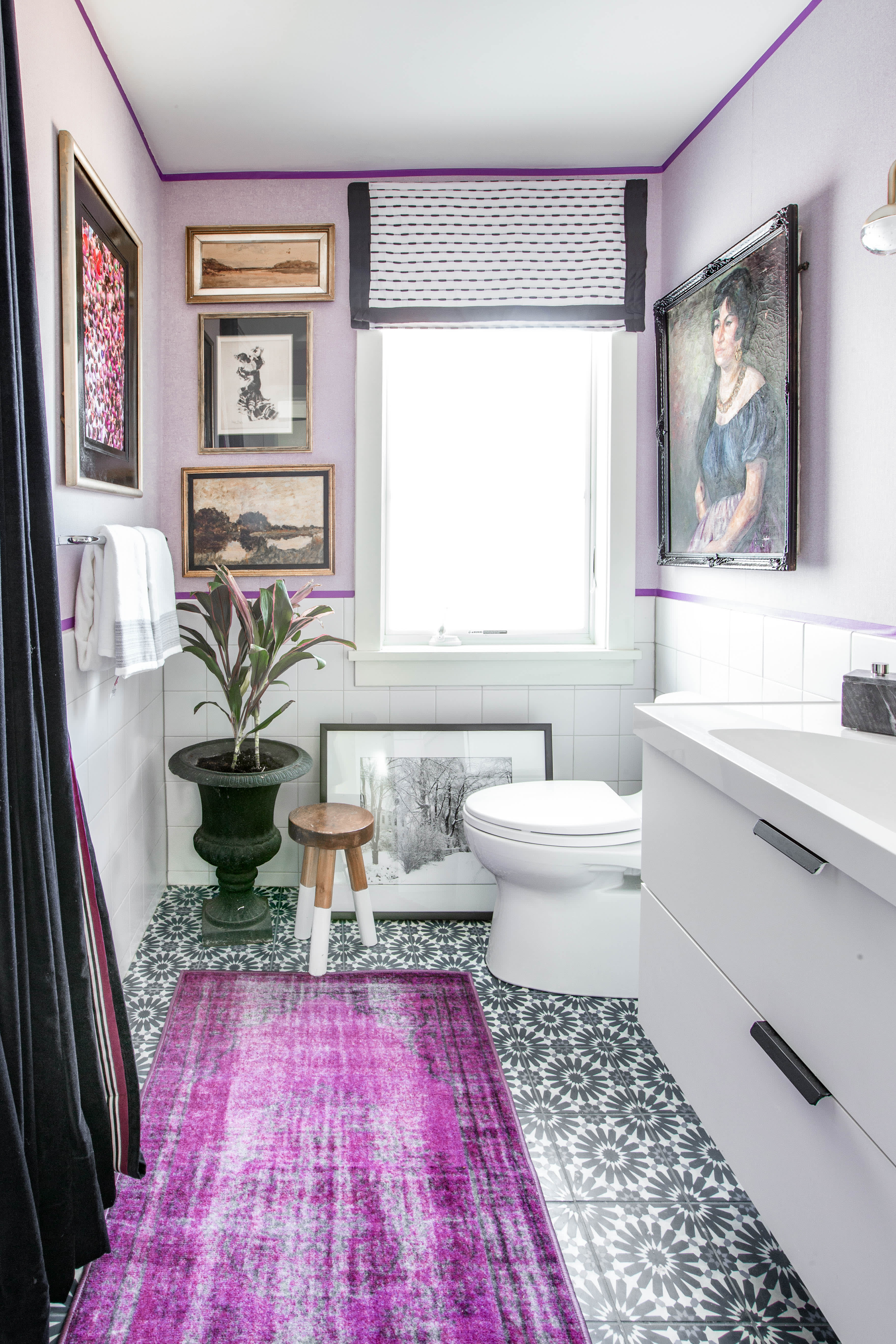 lilac and grey bathroom